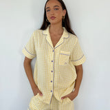 Yellow Gingham Short PJ Top