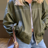 Olive Harper Faux Leather Jacket